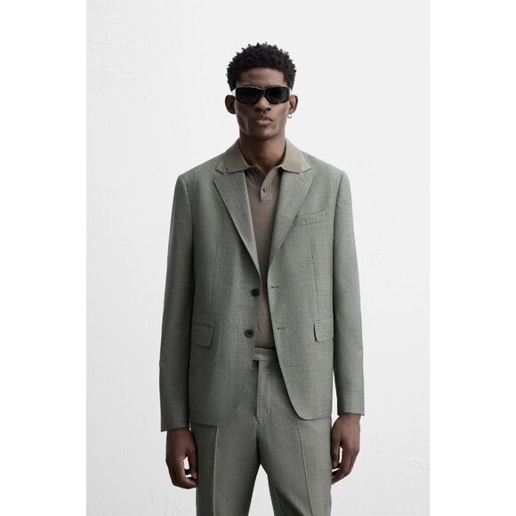Zara Sartorial Man Suit Jacket EU 46 US 36 Blazer Grey Italian Wool 4495/925 NWT - Picture 1 of 16
